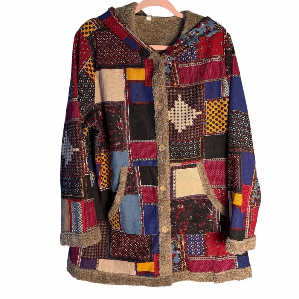Patchwork Hooded Jacket - Multicolor - image 1